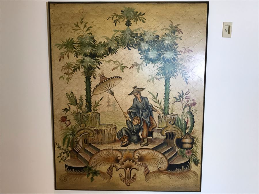 Large Asian Painting Print On Board 48W X 60H [Photo 4]