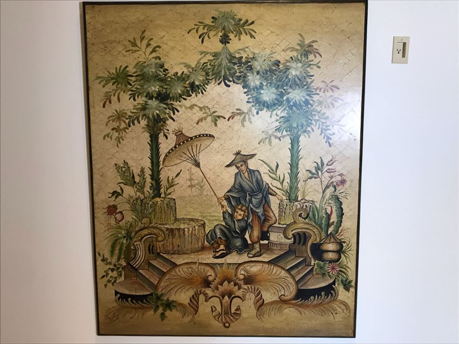 Large Asian Painting Print On Board 48W X 60H [Photo 2]