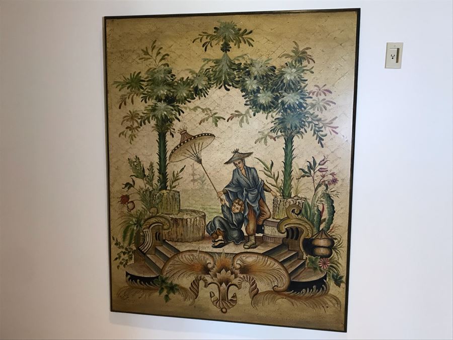Large Asian Painting Print On Board 48W X 60H