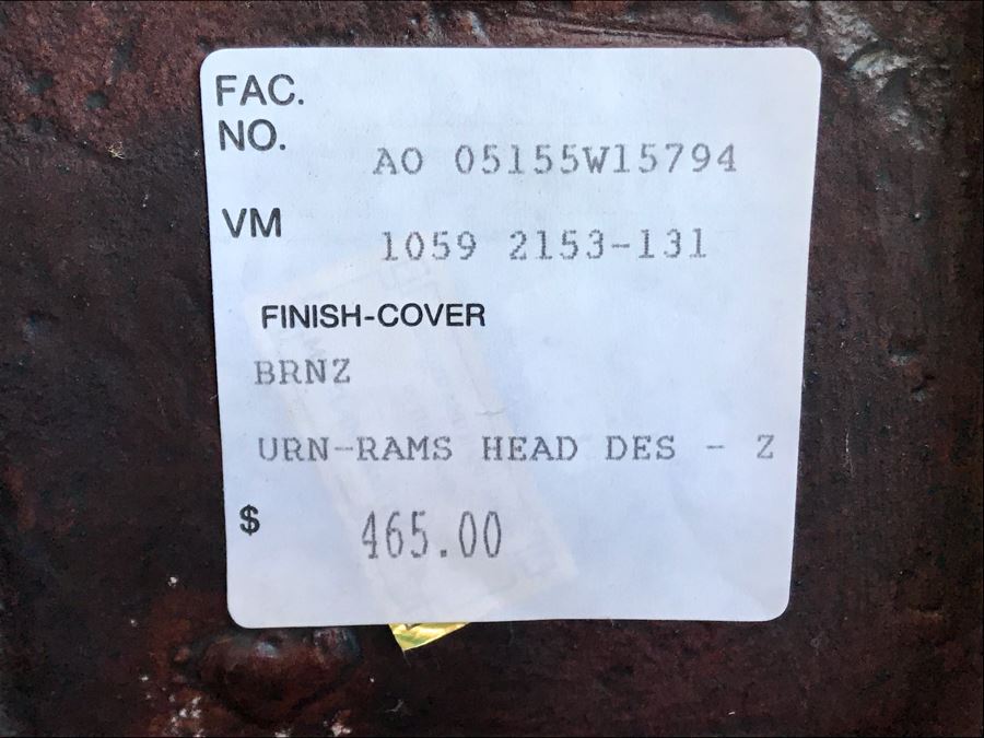 Pair Of Bronze Footed Rams Head Urns From Maitland-Smith 7.5W X 18H (Retails $930 For Pair) [Photo 16]