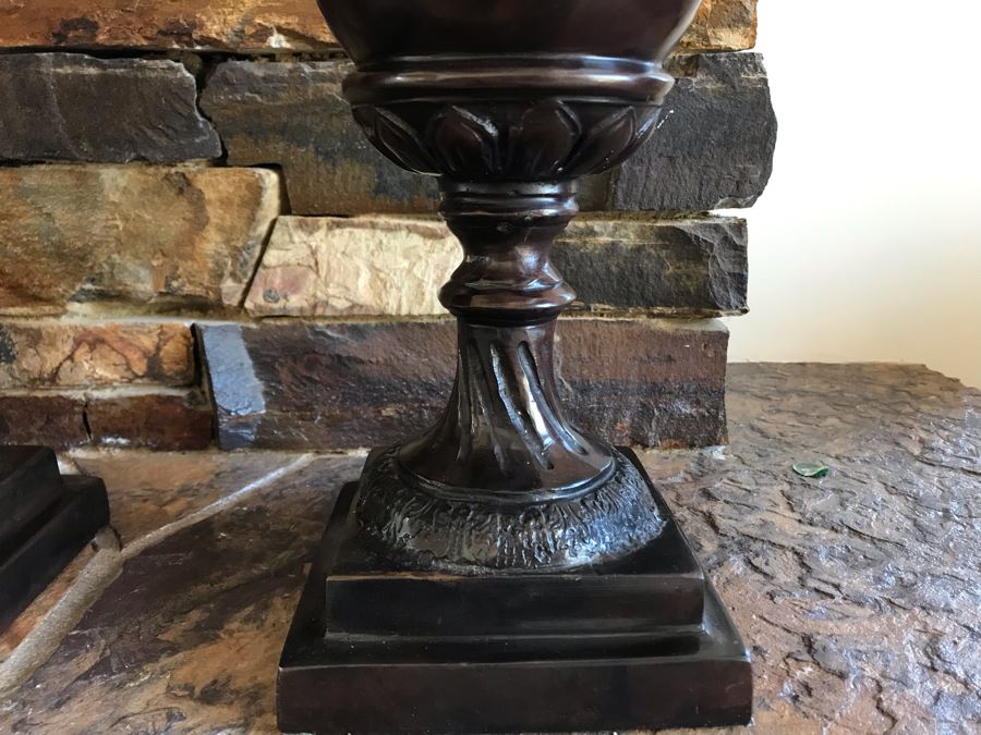 Pair Of Bronze Footed Rams Head Urns From Maitland-Smith 7.5W X 18H (Retails $930 For Pair) [Photo 4]