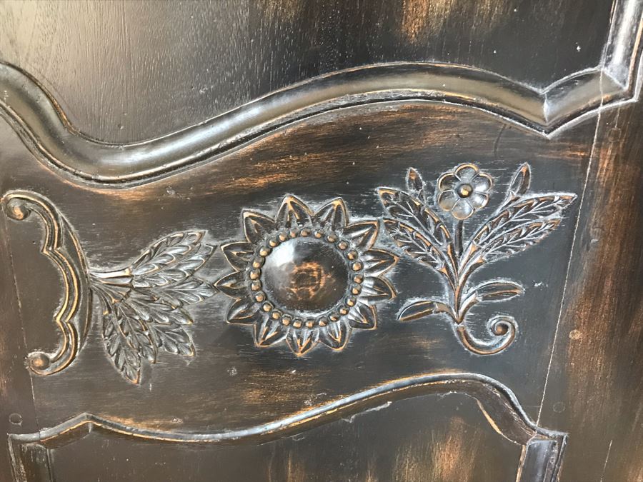 Carved Wooden Armoire Cabinet With Skeleton Key (No Screws Or Nails) By Marie Albert French & Country Furnishings New York 63W X 29.5D X 87.5H (Retails $5,000) [Photo 11]