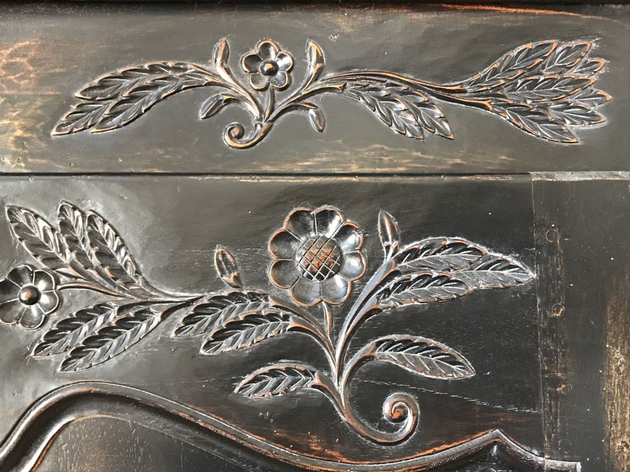 Carved Wooden Armoire Cabinet With Skeleton Key (No Screws Or Nails) By Marie Albert French & Country Furnishings New York 63W X 29.5D X 87.5H (Retails $5,000) [Photo 8]