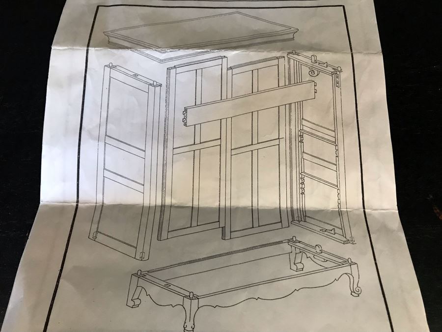 Carved Wooden Armoire Cabinet With Skeleton Key (No Screws Or Nails) By Marie Albert French & Country Furnishings New York 63W X 29.5D X 87.5H (Retails $5,000) [Photo 23]