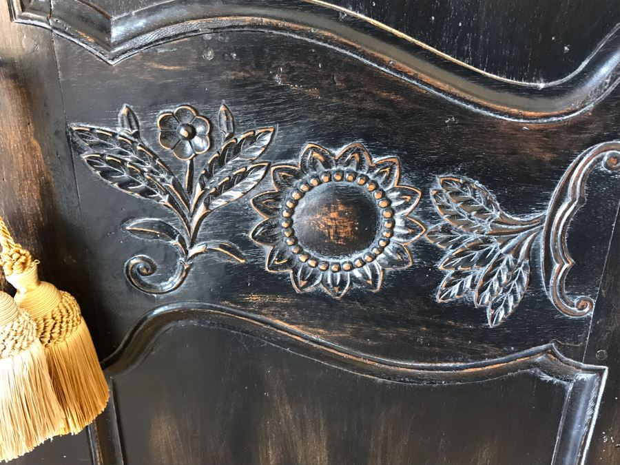 Carved Wooden Armoire Cabinet With Skeleton Key (No Screws Or Nails) By Marie Albert French & Country Furnishings New York 63W X 29.5D X 87.5H (Retails $5,000) [Photo 9]