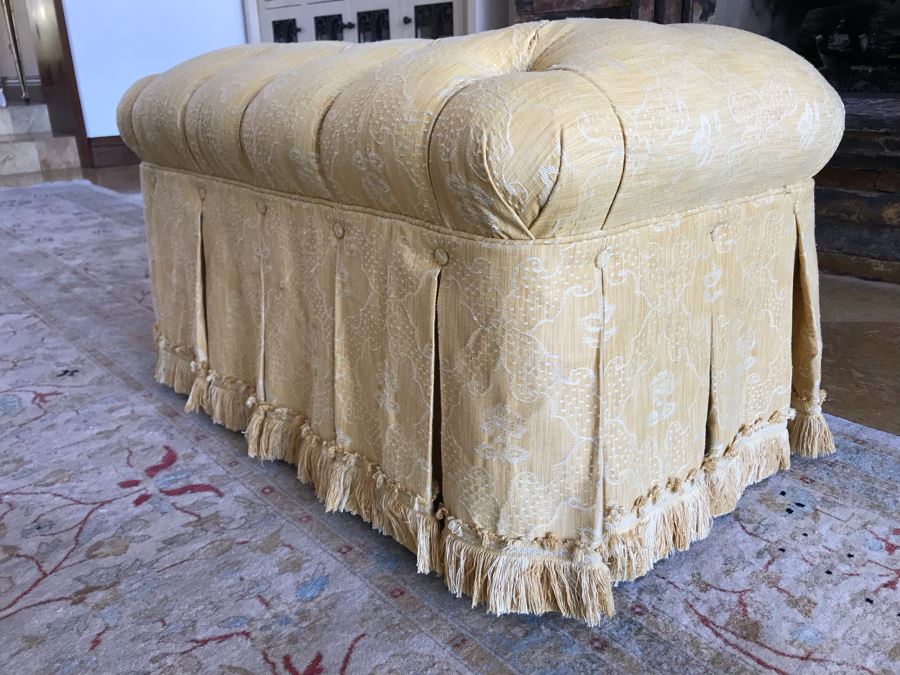 Custom Tufted Gold Ottoman 34W X 21D X 18H (Retails $1,500) [Photo 6]