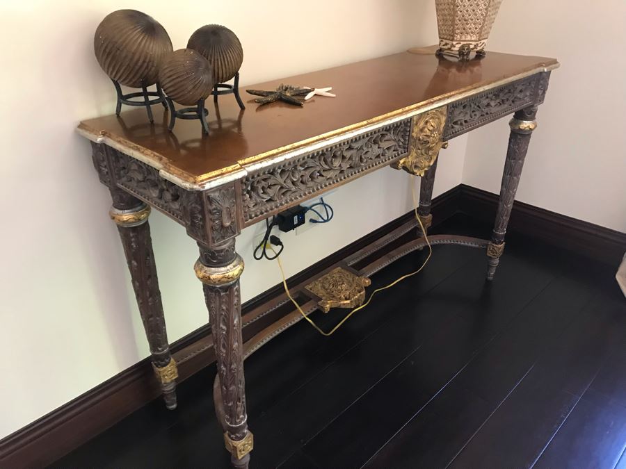 Carved Wooden Indian Console Table (Purchased At Boston Antique Store) (Retails $1,200) [Photo 5]