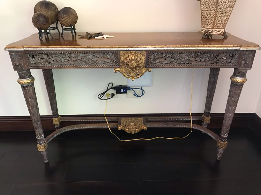 Carved Wooden Indian Console Table (Purchased At Boston Antique Store) (Retails $1,200) [Photo 2]