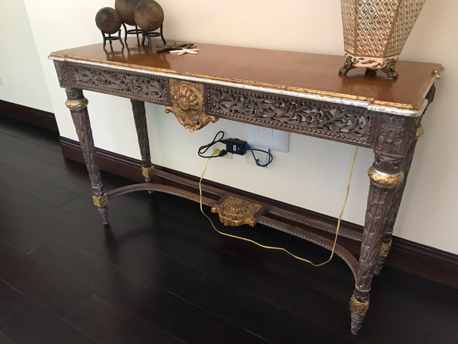 Carved Wooden Indian Console Table (Purchased At Boston Antique Store) (Retails $1,200) [Photo 7]