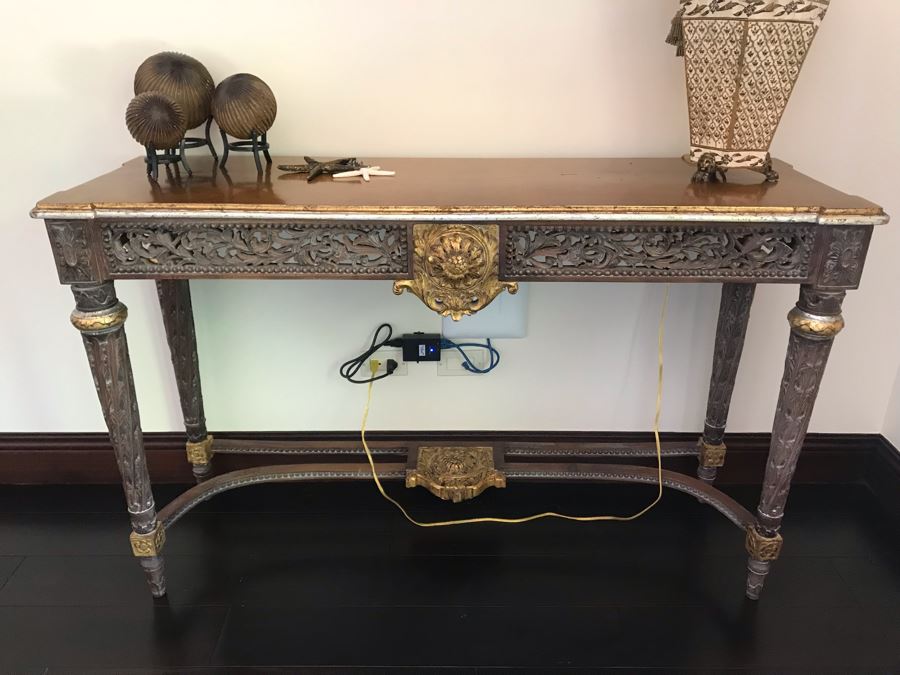 Carved Wooden Indian Console Table (Purchased At Boston Antique Store) (Retails $1,200) [Photo 3]