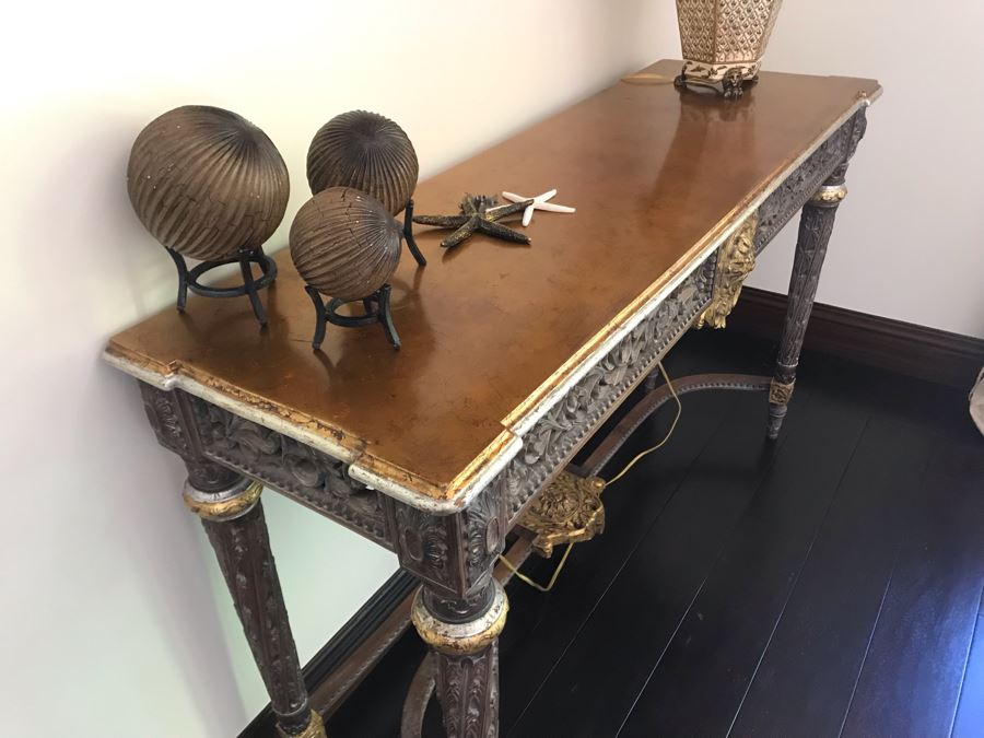 Carved Wooden Indian Console Table (Purchased At Boston Antique Store) (Retails $1,200) [Photo 12]