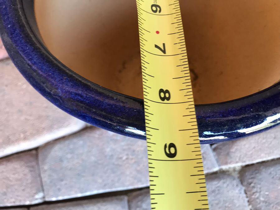 Pair Of Blue Glazed Pots 9W X 12W [Photo 6]