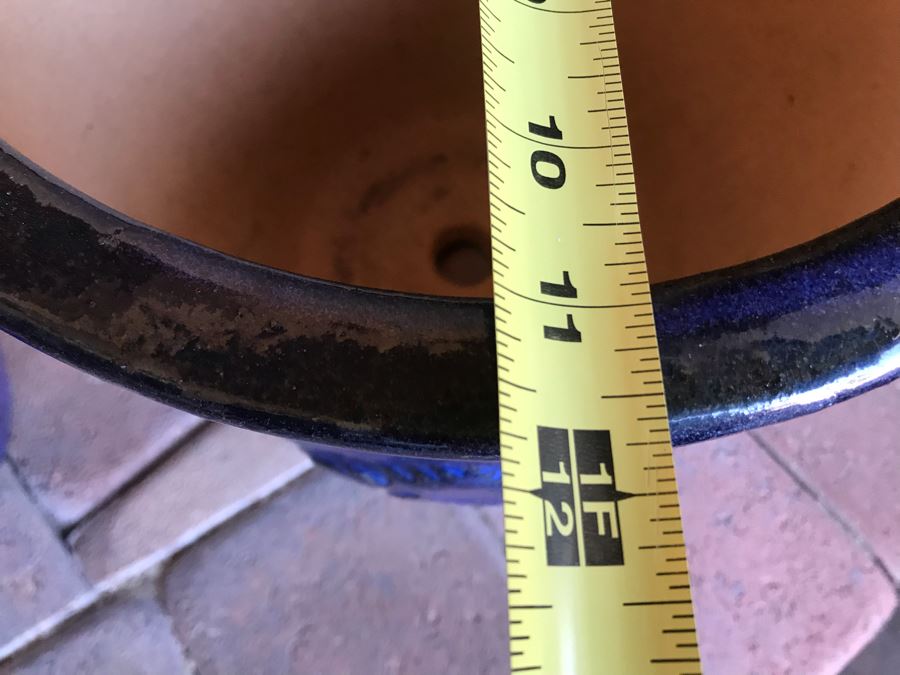 Pair Of Blue Glazed Pots 9W X 12W [Photo 5]