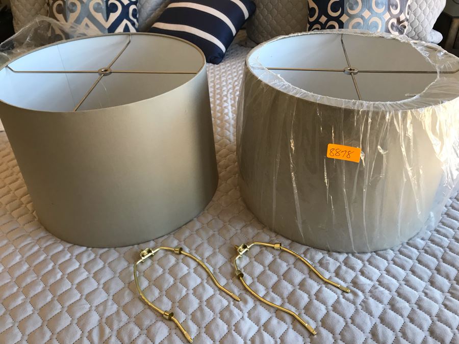Pair Of Lamp Shades 16W With Pair Of Harps [Photo 4]