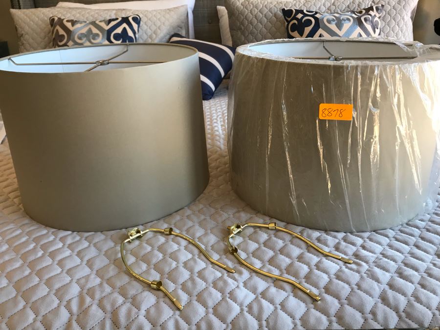 Pair Of Lamp Shades 16W With Pair Of Harps [Photo 3]