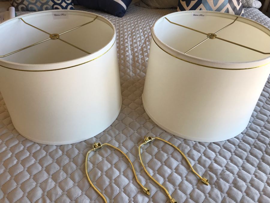 Pair Of Chelsea House Lamp Shades 13W With Pair Of Harps [Photo 2]