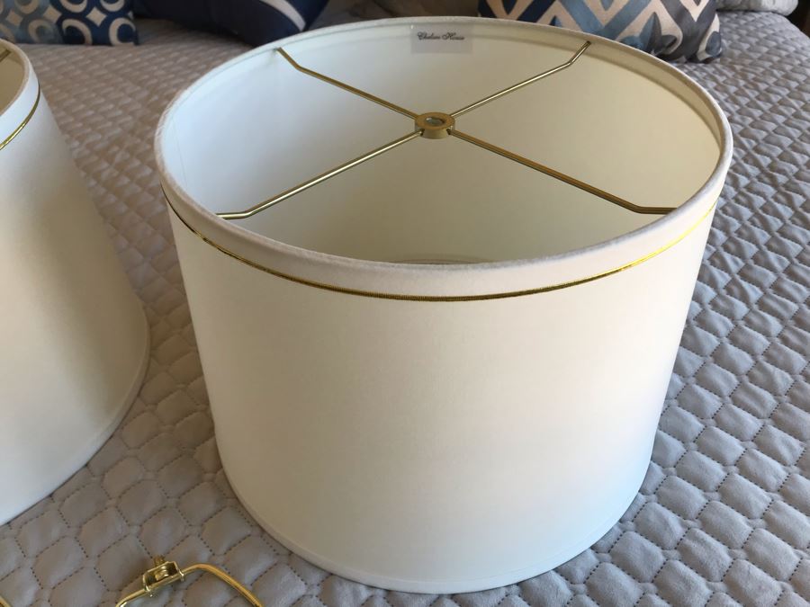 Pair Of Chelsea House Lamp Shades 13W With Pair Of Harps [Photo 4]