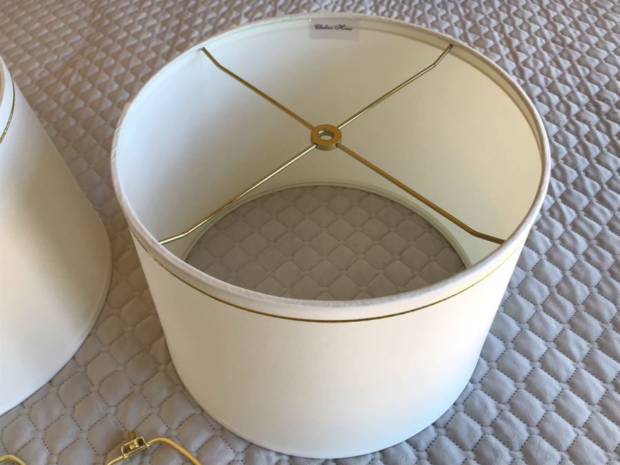Pair Of Chelsea House Lamp Shades 13W With Pair Of Harps [Photo 7]