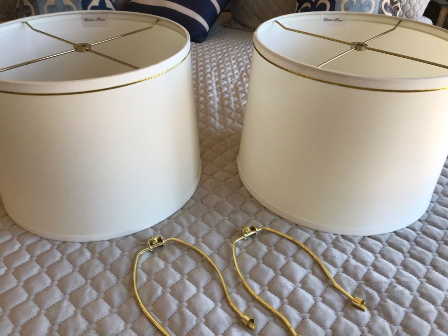 Pair Of Chelsea House Lamp Shades 13W With Pair Of Harps [Photo 1]