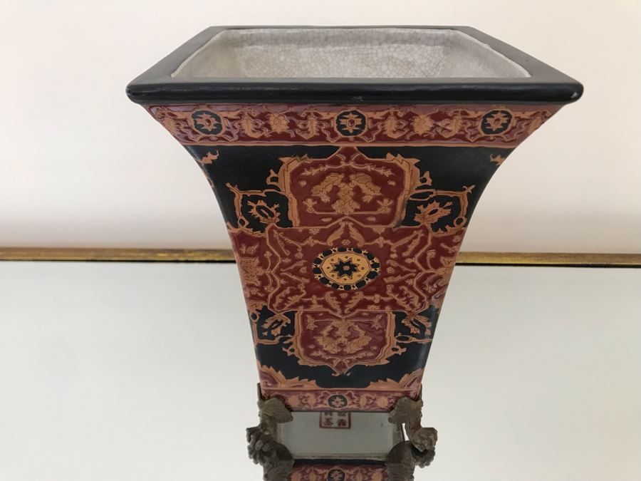 Asian Ceramic Footed Vase 11H [Photo 3]