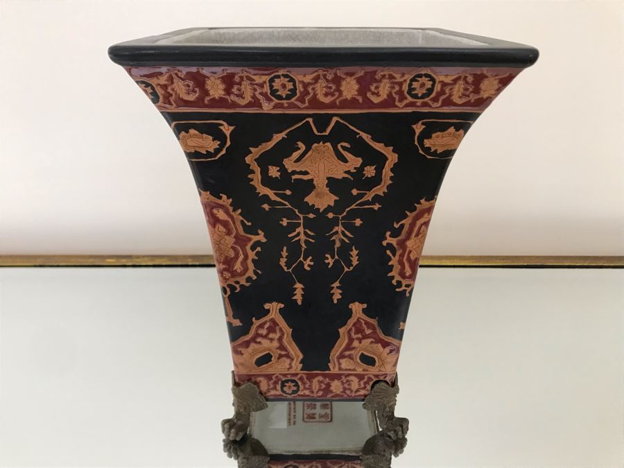 Asian Ceramic Footed Vase 11H [Photo 8]