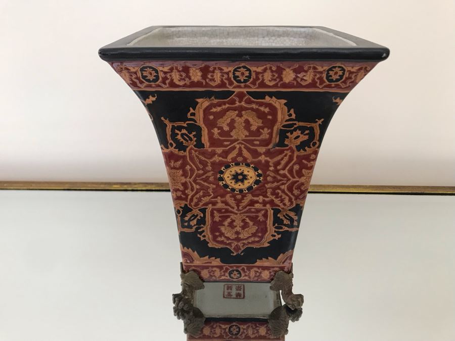 Asian Ceramic Footed Vase 11H [Photo 2]