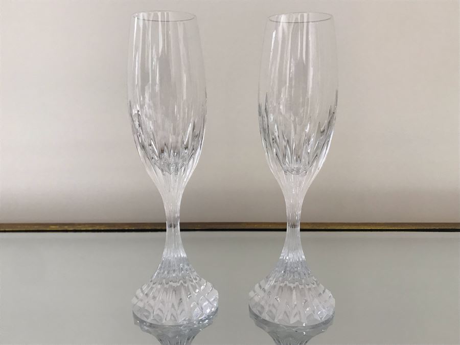 Pair Of Baccarat Crystal Champagne Flutes 8.5H [Photo 3]