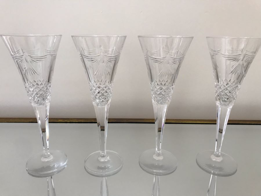 Set Of (4) Waterford Crystal Stemware Glasses 9.25H