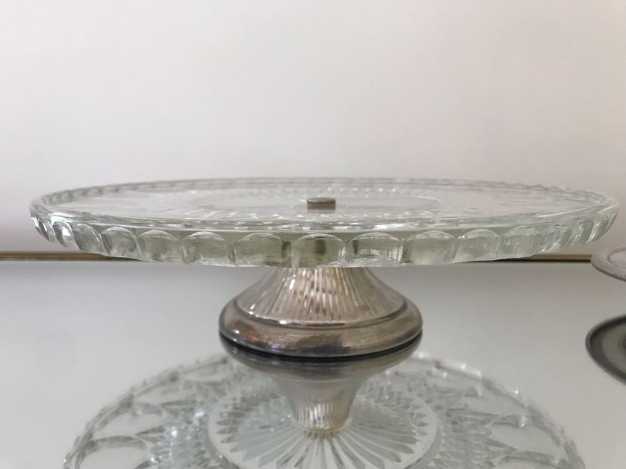 Footed Silverplate Cake Stand 11W And Silverplate Divided Dish 11.5W [Photo 4]