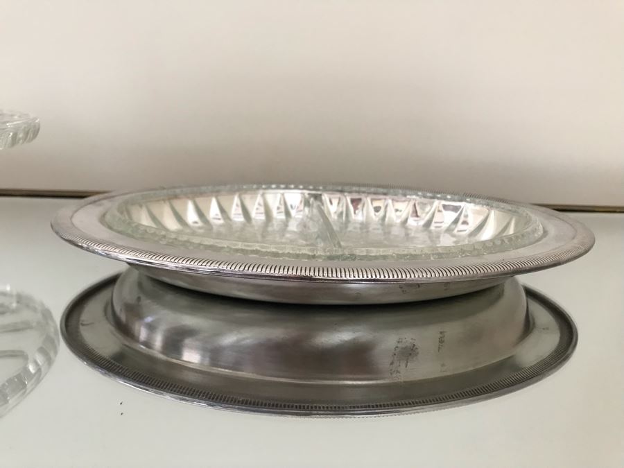 Footed Silverplate Cake Stand 11W And Silverplate Divided Dish 11.5W [Photo 5]