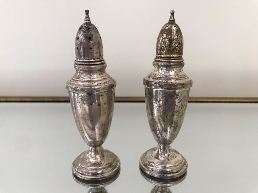 Sterling Silver Salt And Pepper Shakers 4.5H
