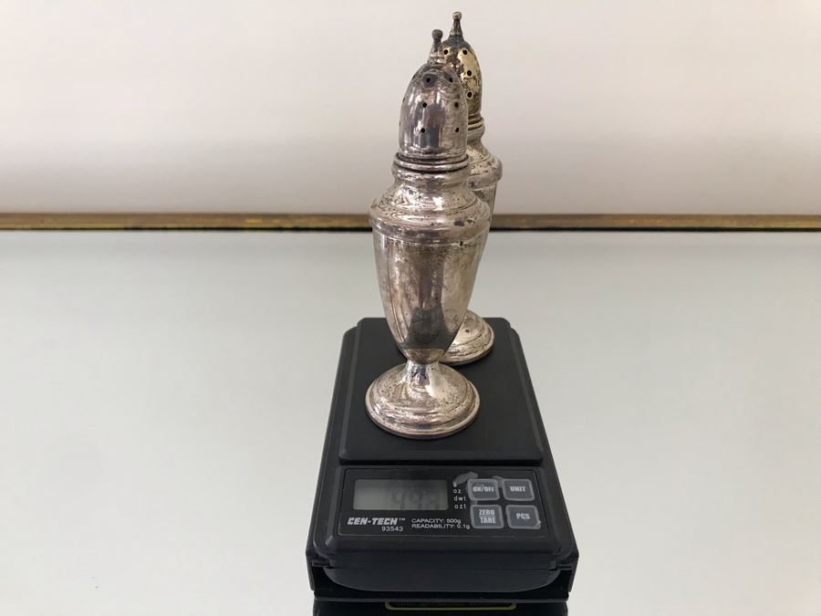 Sterling Silver Salt And Pepper Shakers 4.5H [Photo 6]