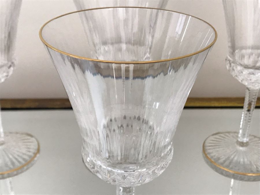 (10) Saint Louis Crystal Gold Rim Apollo Wine Glasses 7H Made In France (Oldest Glass Maker In France) (Retails $2,850) [Photo 7]