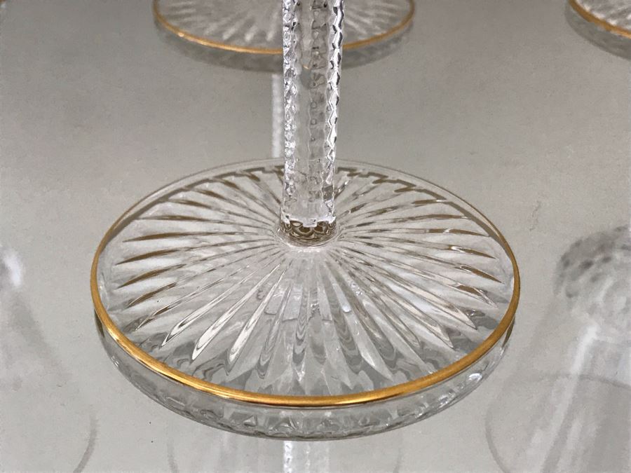 (10) Saint Louis Crystal Gold Rim Apollo Wine Glasses 7H Made In France (Oldest Glass Maker In France) (Retails $2,850) [Photo 5]