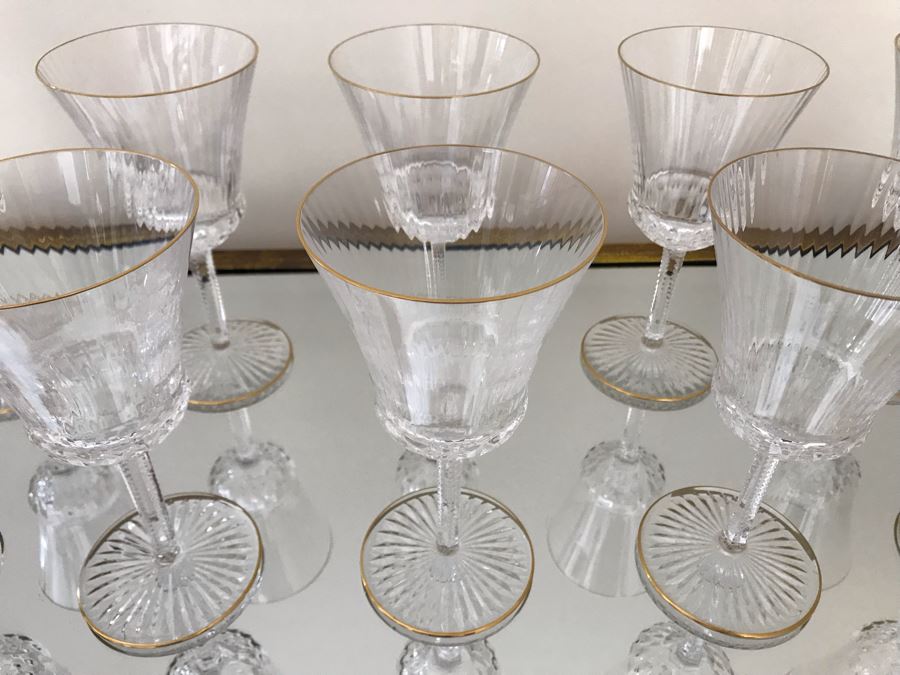 (10) Saint Louis Crystal Gold Rim Apollo Wine Glasses 7H Made In France (Oldest Glass Maker In France) (Retails $2,850) [Photo 8]