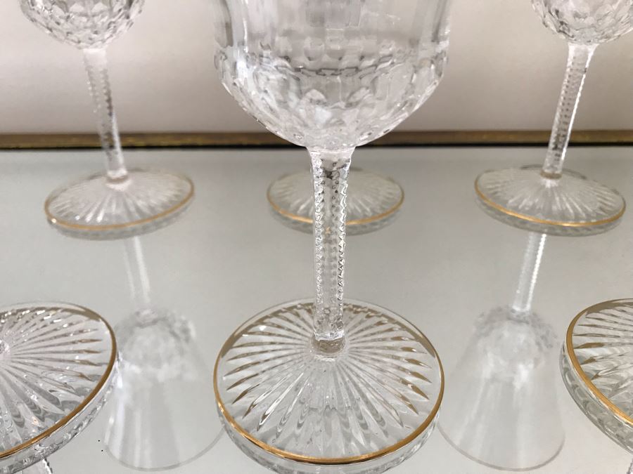(8) Saint Louis Crystal Gold Rim Apollo Wine Glasses 6.25H Made In France (Oldest Glass Maker In France) (Retails $2,100) [Photo 7]