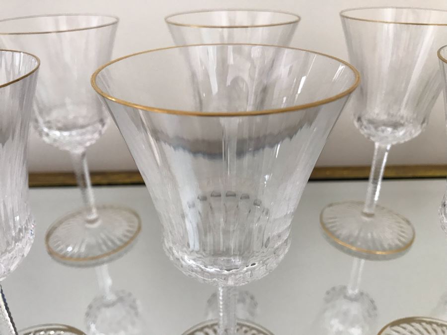 (8) Saint Louis Crystal Gold Rim Apollo Wine Glasses 6.25H Made In France (Oldest Glass Maker In France) (Retails $2,100) [Photo 8]