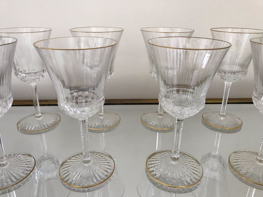 (8) Saint Louis Crystal Gold Rim Apollo Wine Glasses 6.25H Made In France (Oldest Glass Maker In France) (Retails $2,100) [Photo 4]