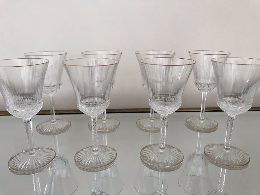 (8) Saint Louis Crystal Gold Rim Apollo Wine Glasses 6.25H Made In France (Oldest Glass Maker In France) (Retails $2,100) [Photo 5]