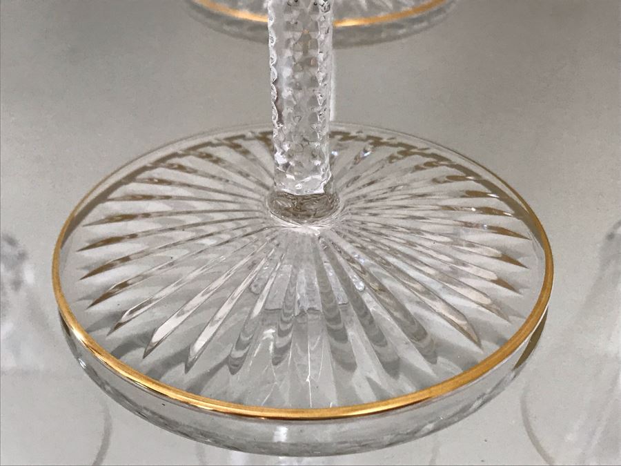 (8) Saint Louis Crystal Gold Rim Apollo Water Goblet Glasses 7.5H Made In France (Oldest Glass Maker In France) (Retails $2,400) [Photo 8]