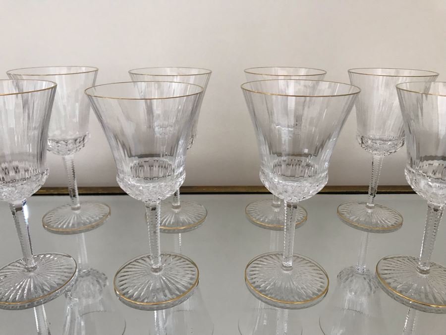 (8) Saint Louis Crystal Gold Rim Apollo Water Goblet Glasses 7.5H Made In France (Oldest Glass Maker In France) (Retails $2,400) [Photo 4]