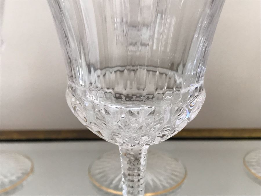 (8) Saint Louis Crystal Gold Rim Apollo Water Goblet Glasses 7.5H Made In France (Oldest Glass Maker In France) (Retails $2,400) [Photo 10]