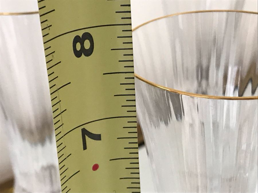 (8) Saint Louis Crystal Gold Rim Apollo Fluted Champagne Glasses 7.375H Made In France (Oldest Glass Maker In France) (Retails $2,200) [Photo 11]