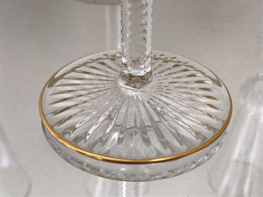 (8) Saint Louis Crystal Gold Rim Apollo Fluted Champagne Glasses 7.375H Made In France (Oldest Glass Maker In France) (Retails $2,200) [Photo 6]