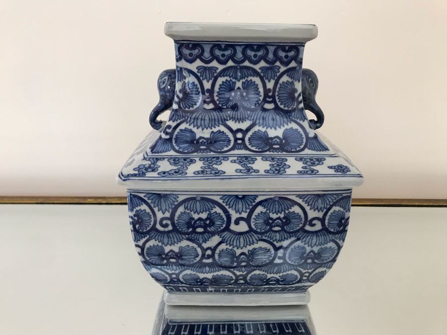 Blue & White Chinoiserie Porcelain Vase By Ballard Designs 10H [Photo 1]