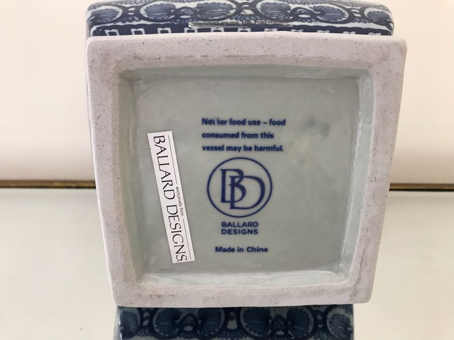 Blue & White Chinoiserie Porcelain Vase By Ballard Designs 10H [Photo 7]