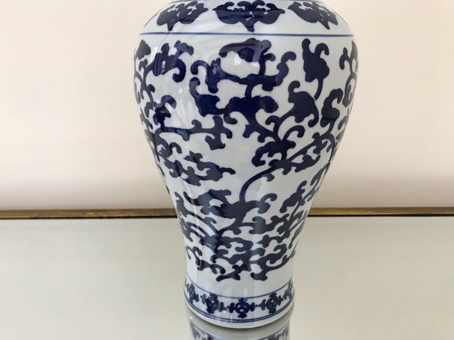 Blue & White Chinoiserie Porcelain Vase By Ballard Designs 14H [Photo 5]