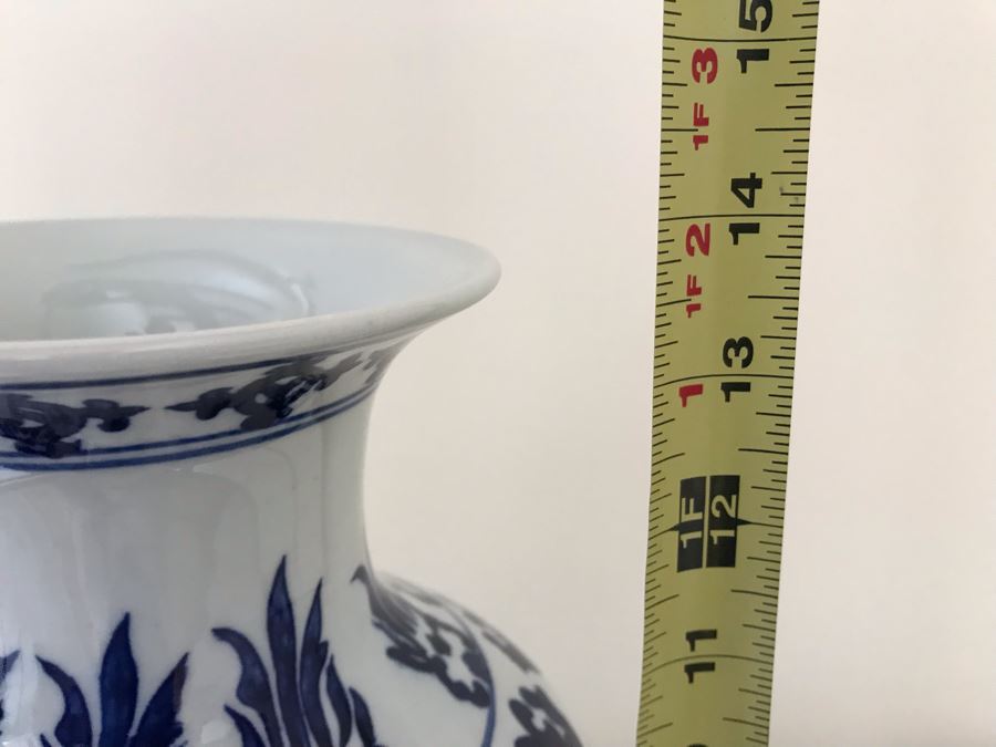 Blue & White Chinoiserie Porcelain Vase By Ballard Designs 14H [Photo 7]
