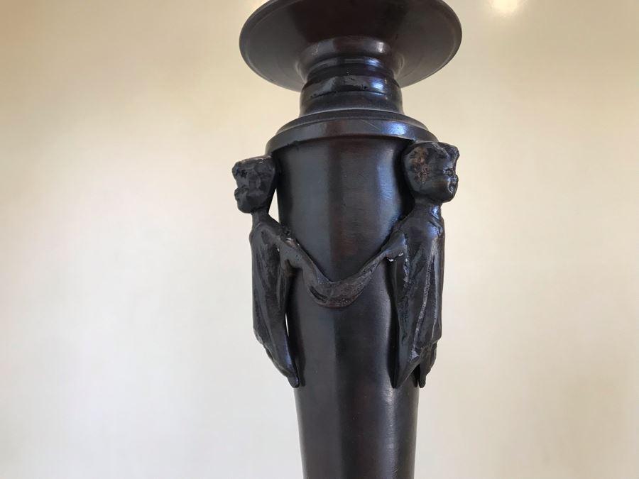 Pair Of Large Bronze Lion Footed Candle Holders By Maitland-Smith 21H (Retails $430) [Photo 6]