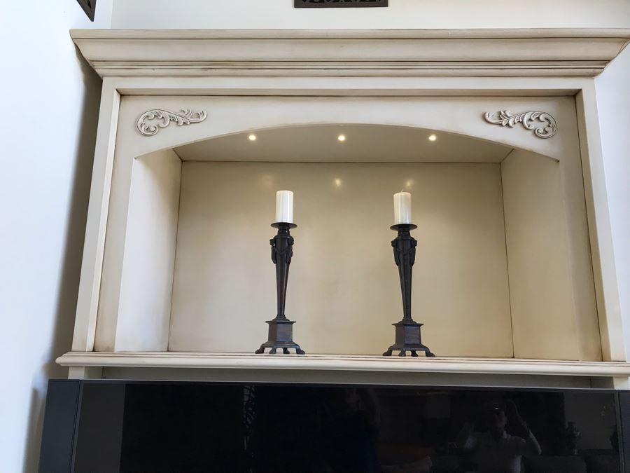 Pair Of Large Bronze Lion Footed Candle Holders By Maitland-Smith 21H (Retails $430) [Photo 3]